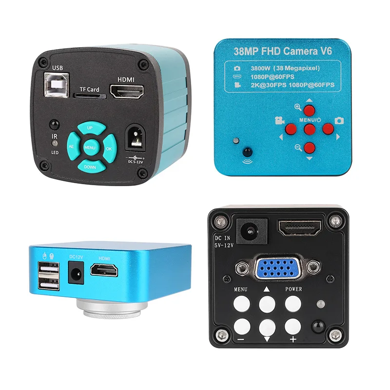 Video Microscope Camera 4K 48MP/38MP/13MP VGA HDMI USB 1080P C MOUNT Lens For Phone Tablet PC PCB IC Soldering Repair
