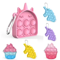 Simpl – porte clé à gradateur pour enfants, jouets avec pendentif, fossette, ananas, licorne, Mini figurines à bulles, jouets anti Stress pour les mains 