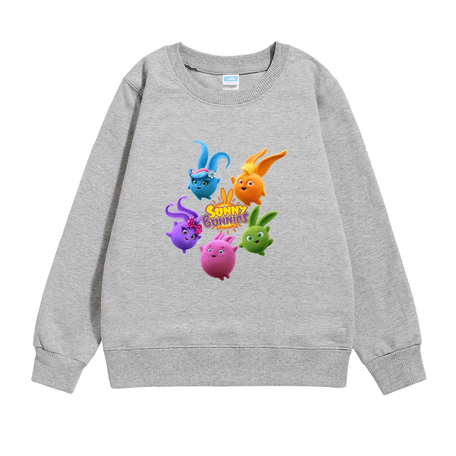 10 Kleur 100% Katoen Zonnige Konijntjes Schattige Print Cartoon Meisjes Wit Roze Lange Mouw Trui Kinderen Tops Kinderkleding