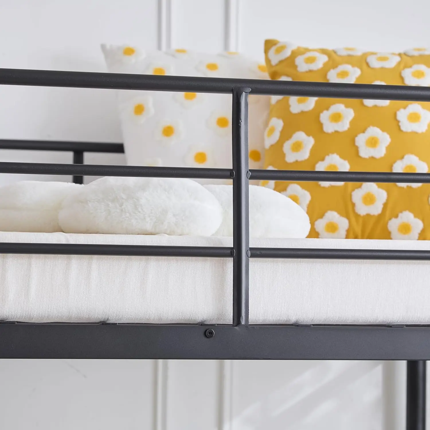 Full Size Loft Bed Kids Loft with 2 Stairs Design,Space-Saving Double Bed for Teens, Adults, Heavy Duty Metal Square Slat