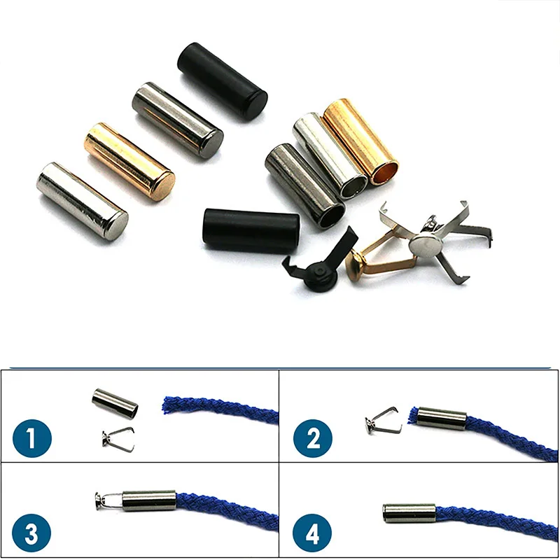 5 Sets Detachable Alloy Cord Stoppers With Lid Cap For Rope Apparel Accessories