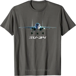 Sukhoi SU - 34 Graphic Unisex Cotton T - Shirt - Funny Fitness Streetwear Tee - S (Dark Grey)