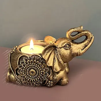Pillar Candle Holder Candle Sticks Holder Elephant Statue Candelabra for Anniversary Tabletop Wedding Dining Room Farmhouse 5