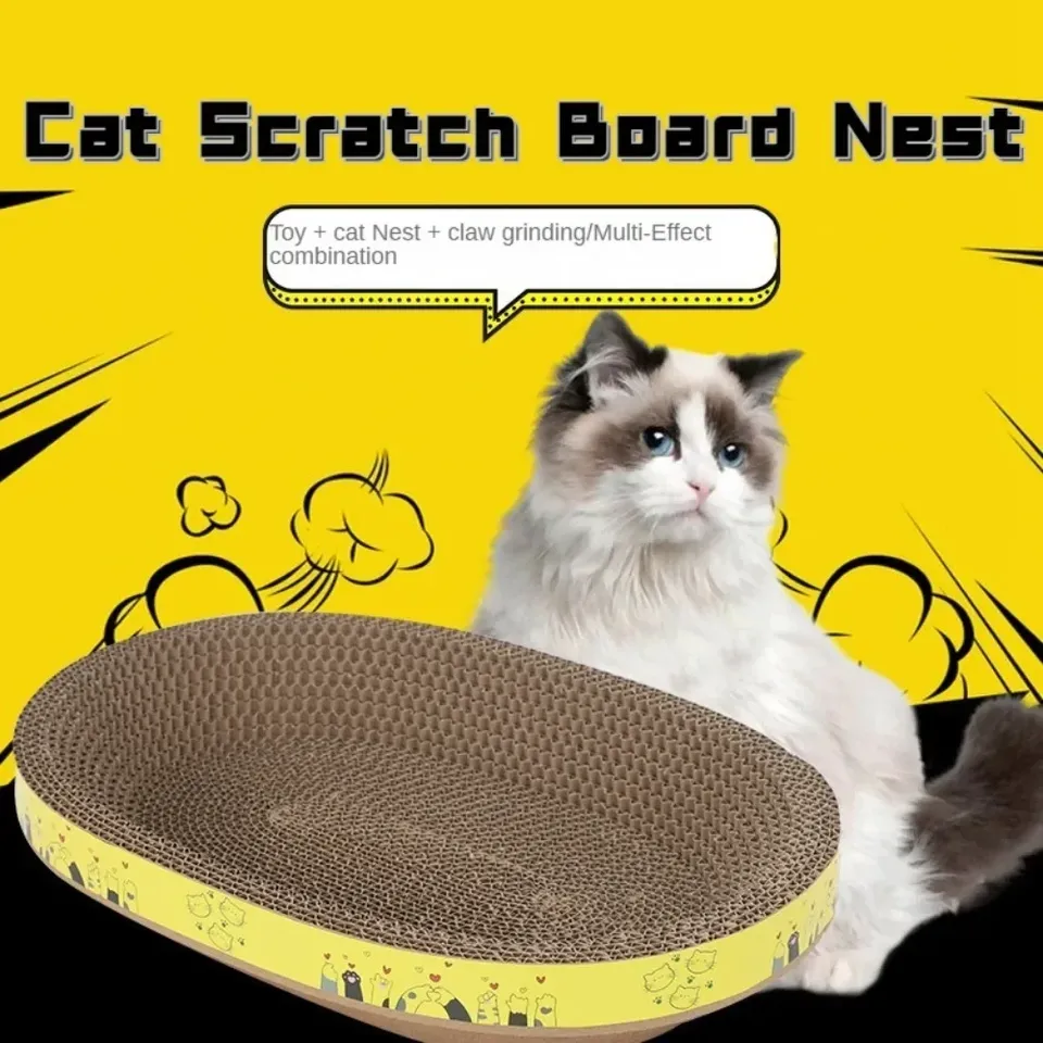 2025CatS Tree Oval Scratching Board Claw Grinding Scraper for Cats Toys Toy Pets Wear-resistant Accessories Corrugated Box Tower