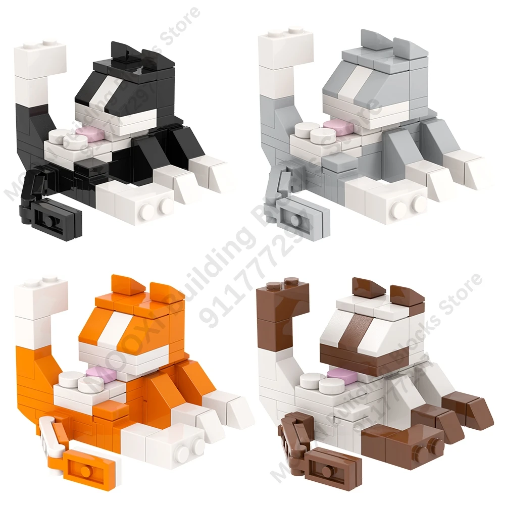 MOOXI Animal Cute Cats Series MOC Model Brick DIY Diorama Adults ...