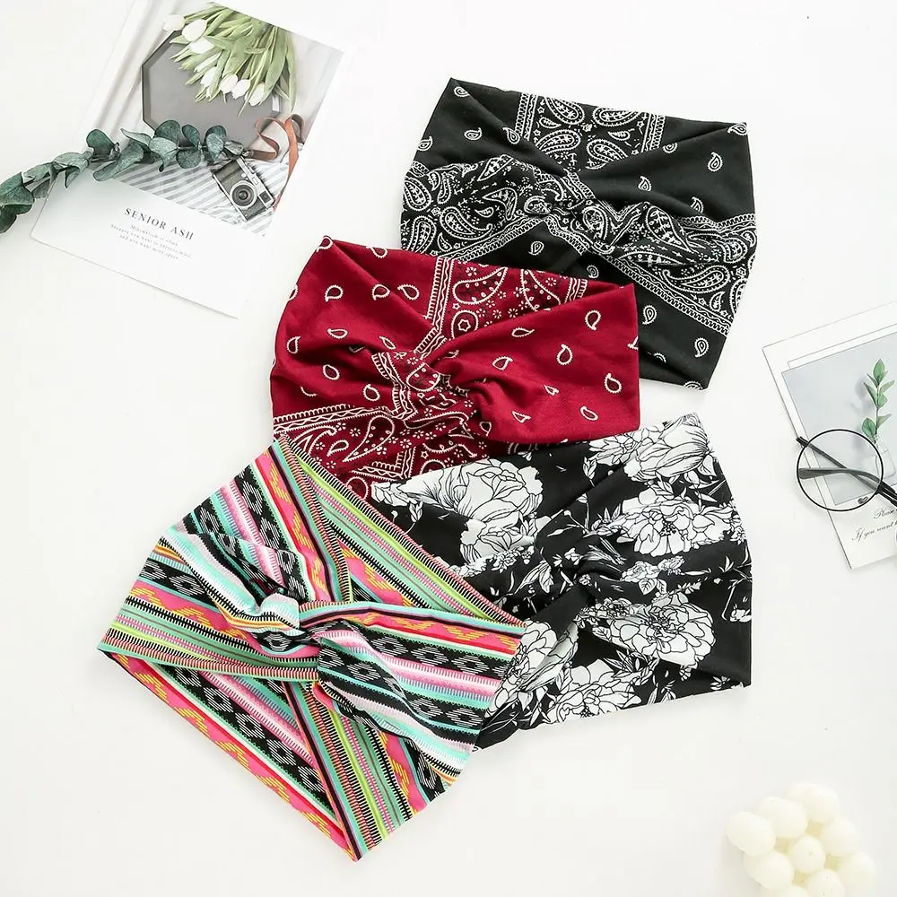 Modische bunte breite Stirnbänder für Damen, extra großer Turban, Workout-Stirnband, Yoga-Haarbänder, Boho, verdreht, dicker Kopfwickel, Sportbekleidung – Detail 6