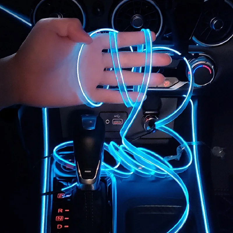 thumbnail image 2 of Unique Bargains 1m EL Wire Cable LED Glow String Light Car Interior Lighting Auto Led Strip Flexible Neon Light For Car Decoration Usb 5v Blue 2 of 12
