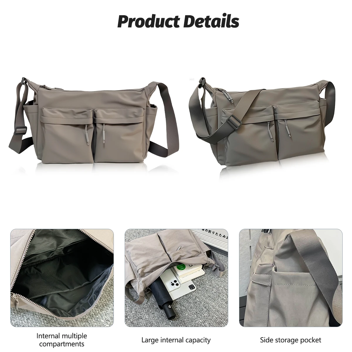 Big Bag Retro Nylon Female Bag Large-Capacity Handbag Commuter Shoulder Bag College Student Class School Bag Tote Bag to School