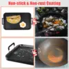 2 Burner Griddle Pan with Glass Lid,Stove Top Flat Griddle for Glass Stove Top,Aluminum Pancake Griddle,Non-Stick Griddl 3