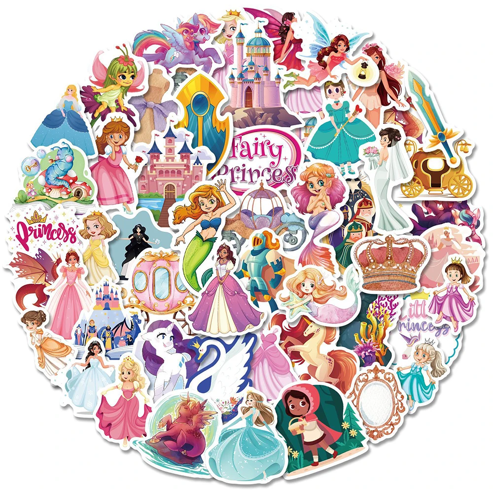 

10/30/50pcs Kawaii Disney Princess Cartoon Stickers Kids Girls Sticker Diary Scrapbooking Fridge Guitar Phone Waterproof Decals