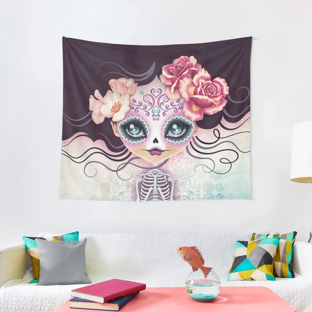 Camila Huesitos-tapiz de calavera de azúcar, adornos para habitación, decoración del hogar para niñas, accesorios de decoración del hogar