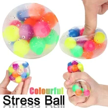 

Rainbow Pressure Ball Fidget Sensory Toy DNA Color Beads Stress Relief Ball TPR Soft Glue PU Elastic Moon Ball Squeeze Kids Gift