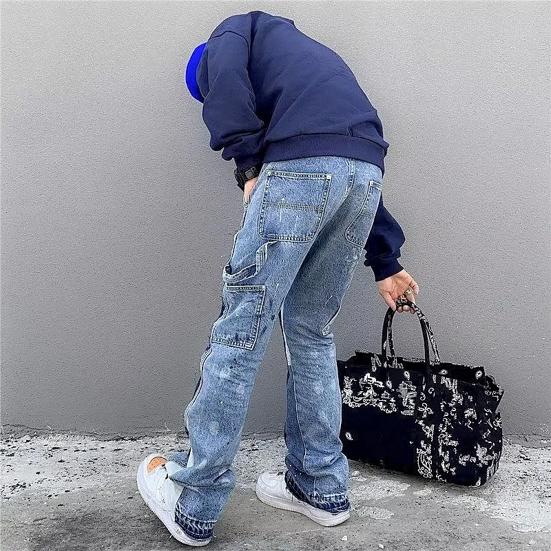 2026 Y2K Mode Tuschmalerei Neue Baggy Stacked Jeans Kpop Cargo-Hosen für Herren Kleidung Damen Luxus-Denim-Hosen Ropa Hombre – Detail 9