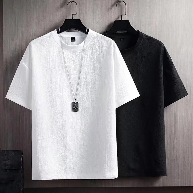 

1pc Men's Short Sleeved Round Neck T-shirt Summer Simple And Casual Solid Color Versatile Loose Fitting T-shirt Slim Pullover