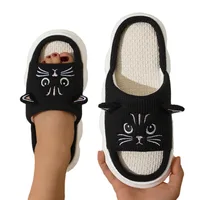 Smile 2024 Summer New Non-slip Breathable Sweat-absorbing Linen Slippers Women Thick-soled Four-season Cotton And Linen Slippers 1