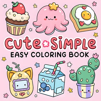 Livre de coloriage mignon et simple pour adultes, livre de dessin mignon, cadeau parfait pour fête et anniversaire