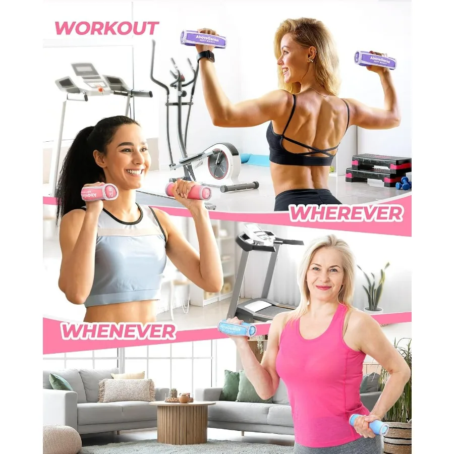 Hand Weights for Women Men, Soft Dumbbells Set of 6(1lb 2lb 3lb Each Pack) for Dumbbell Walking Weight Sets with Hand Strap, Pin