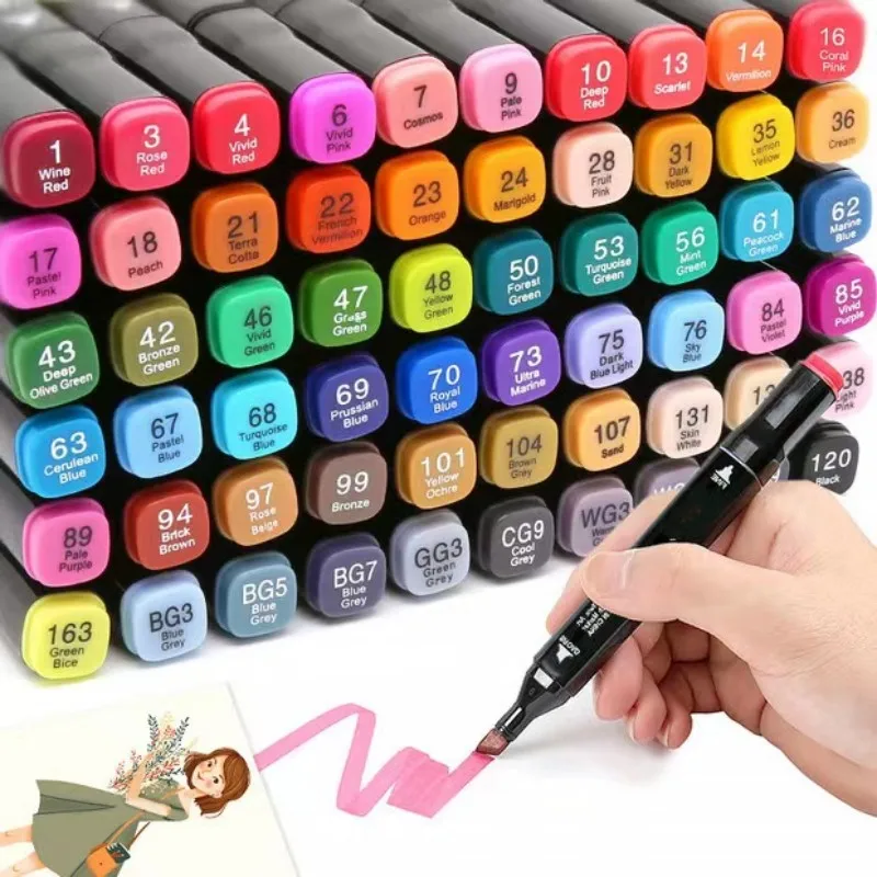 Kids Drawing Toys Double Headed Art Marker Pen Set for Draw Sketching Alcohol Oily Based Markers Graffiti Manga Supplies 3