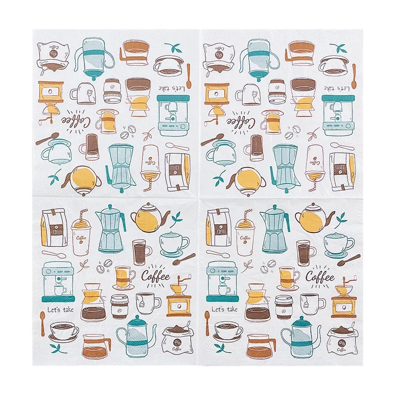 Paper Napkins 10/20pcs/Pac Coffee Printed Creative Colourful Napkins Placemats Bar Decorative Household Facial Tissues