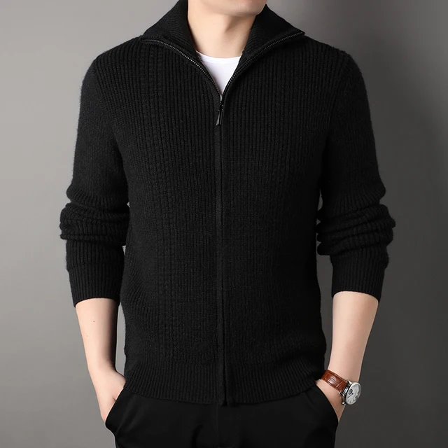Brand Clothing Cardigan Sweaters Men Casual Zipper Solid Color Business Sweaters Mens New Winter Fashion Sweater Man 3XL-M 2