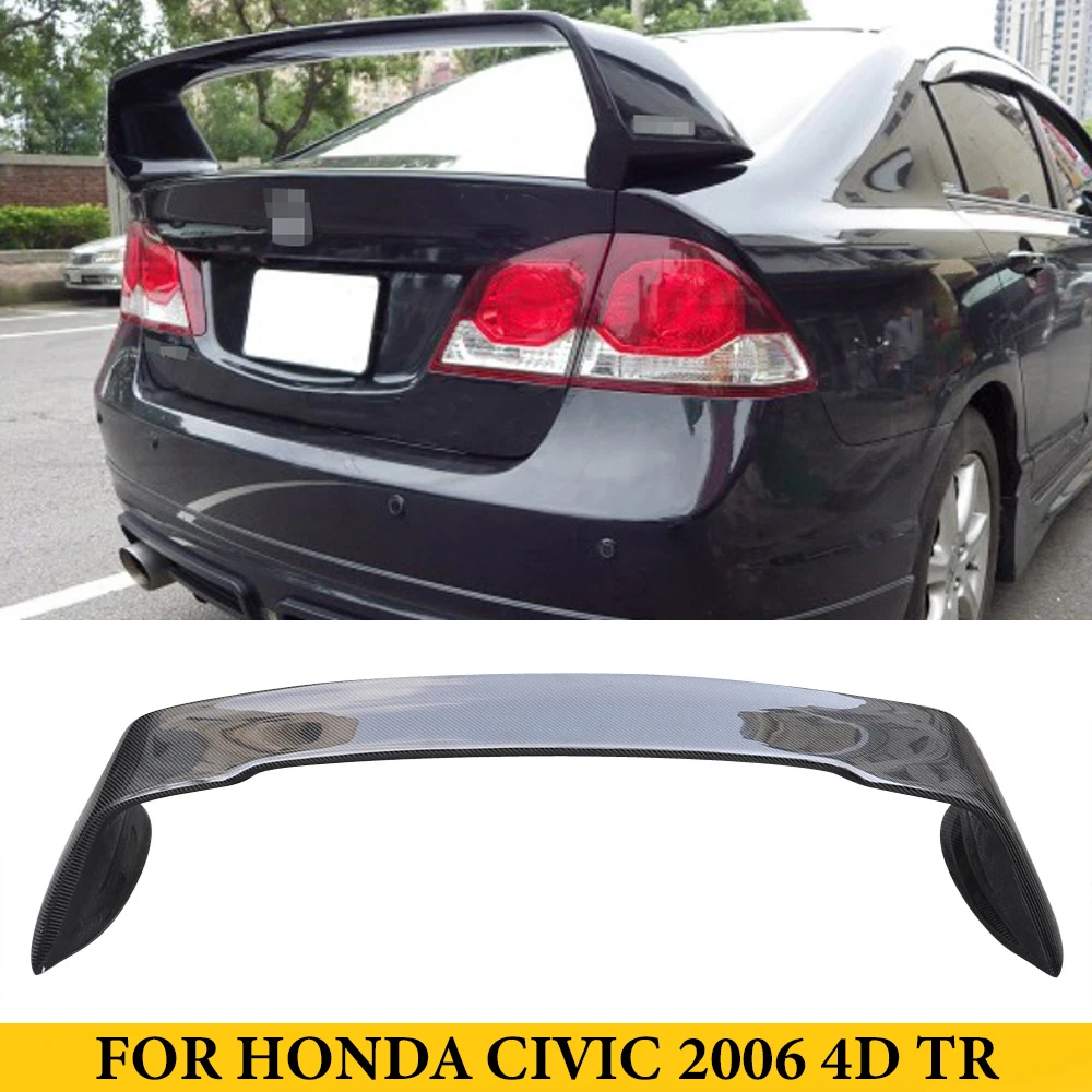Per Honda Civic 4 Porte Type-R 2006Up In Fibra Di Carbonio Posteriore Tronco Spoiler Ala Car Styling