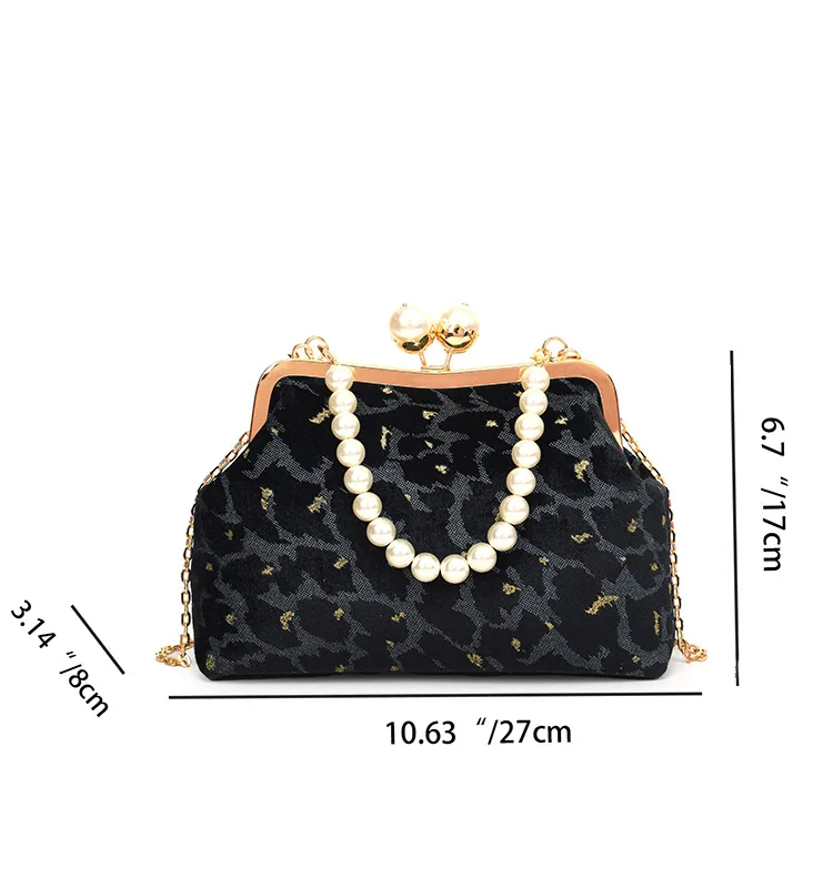 Retro Green Velvet Seashell Evening Bag For Women Classic Fashion Prom Party Handbags Chain Shoulder Bags Crossbody Small Clutch