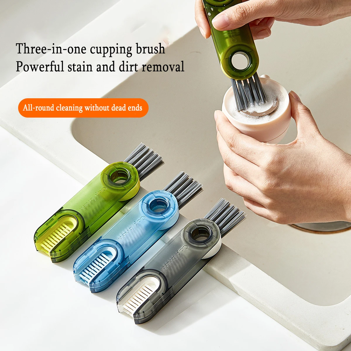 

Cup brush Cup Cleaning Brush Multi-functional Triple Cup Long Silicone Brush Gap Brush Household Soft Bristle Cleaning Brush Lid