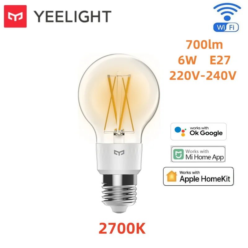 Yeelight Smart LED Filament Bulb E27 500/700 Lumens 6W 220-240V APP Control For Mi Home Homekit SmartThings smart led light bulbs