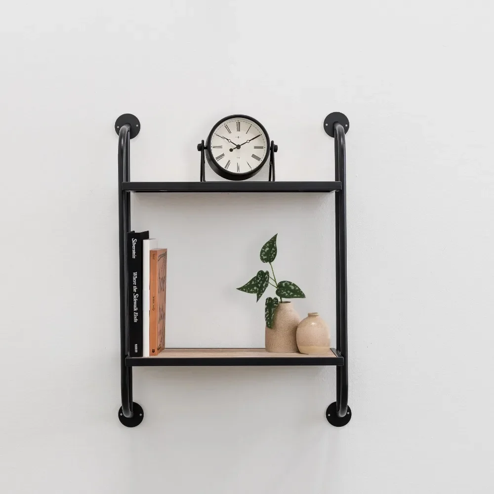 

8 in X 18 in 2-Tier Distressed Floating Shelf Room Decor Home Decoration Accessories Garden