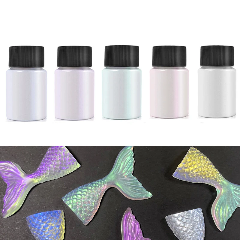 10g/Bottle 6 Color Pearlescent Aurora Chrome Nail Powder Iridescent Shell Powders Holographic Mirror Effect Nail Pigment Dust 4