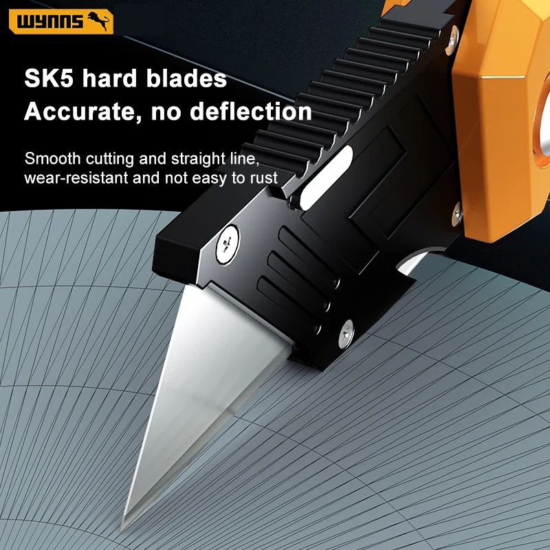 Folding Utility Knife WYNNS Heavy Duty Box Cutter Folding Utility Knife Quick Change Blades SK5 Blades Cutting Tool for Cartons Cardboard Box