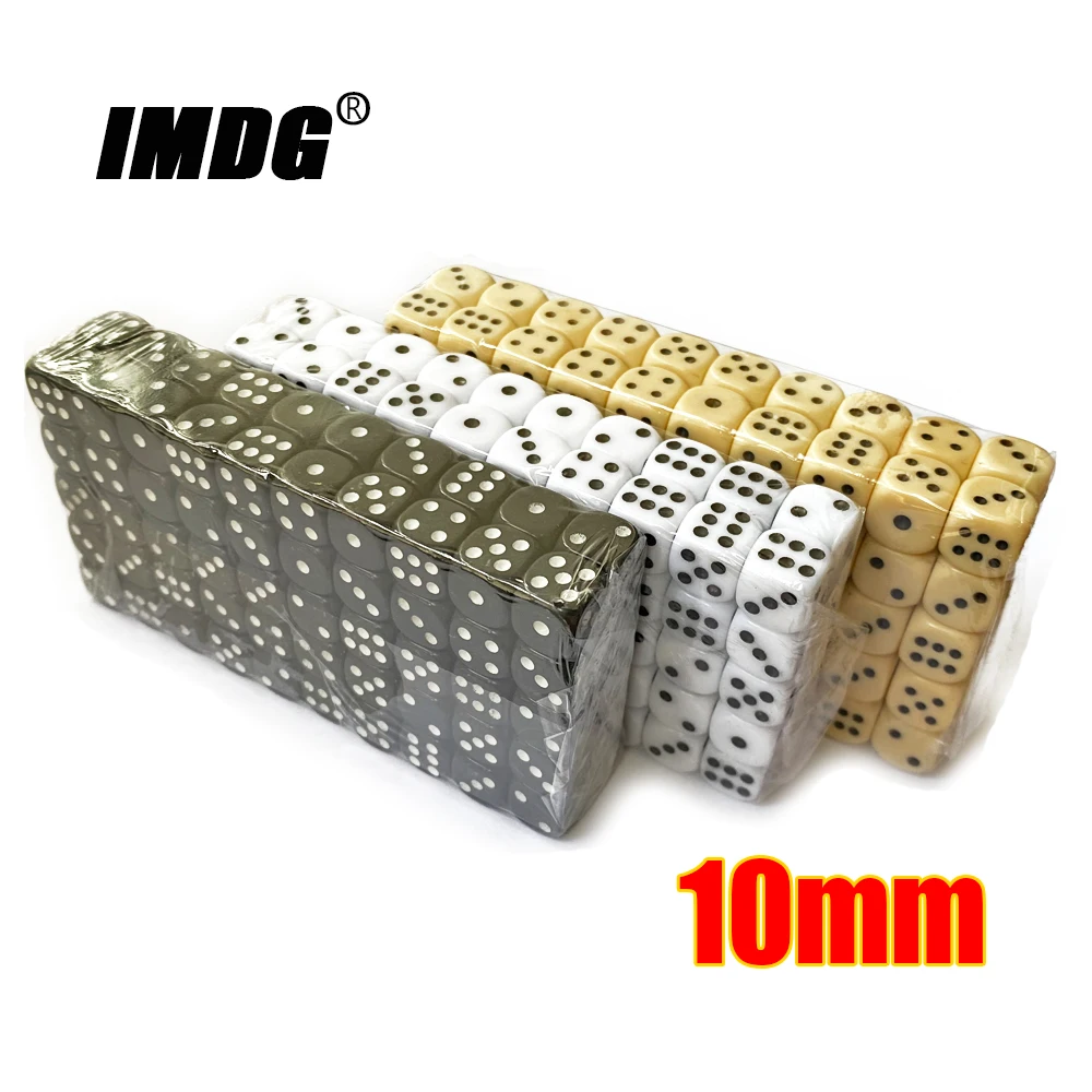 

100pcs/Pack Acrylic Dice 10mm White Black Dot #10 Round Corner High Quality Boutique Dice