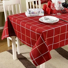 

Cotton Tablecloths, Waterproof Table Covers Big Plaid Wine Red Dining Table Coffee Table Deco