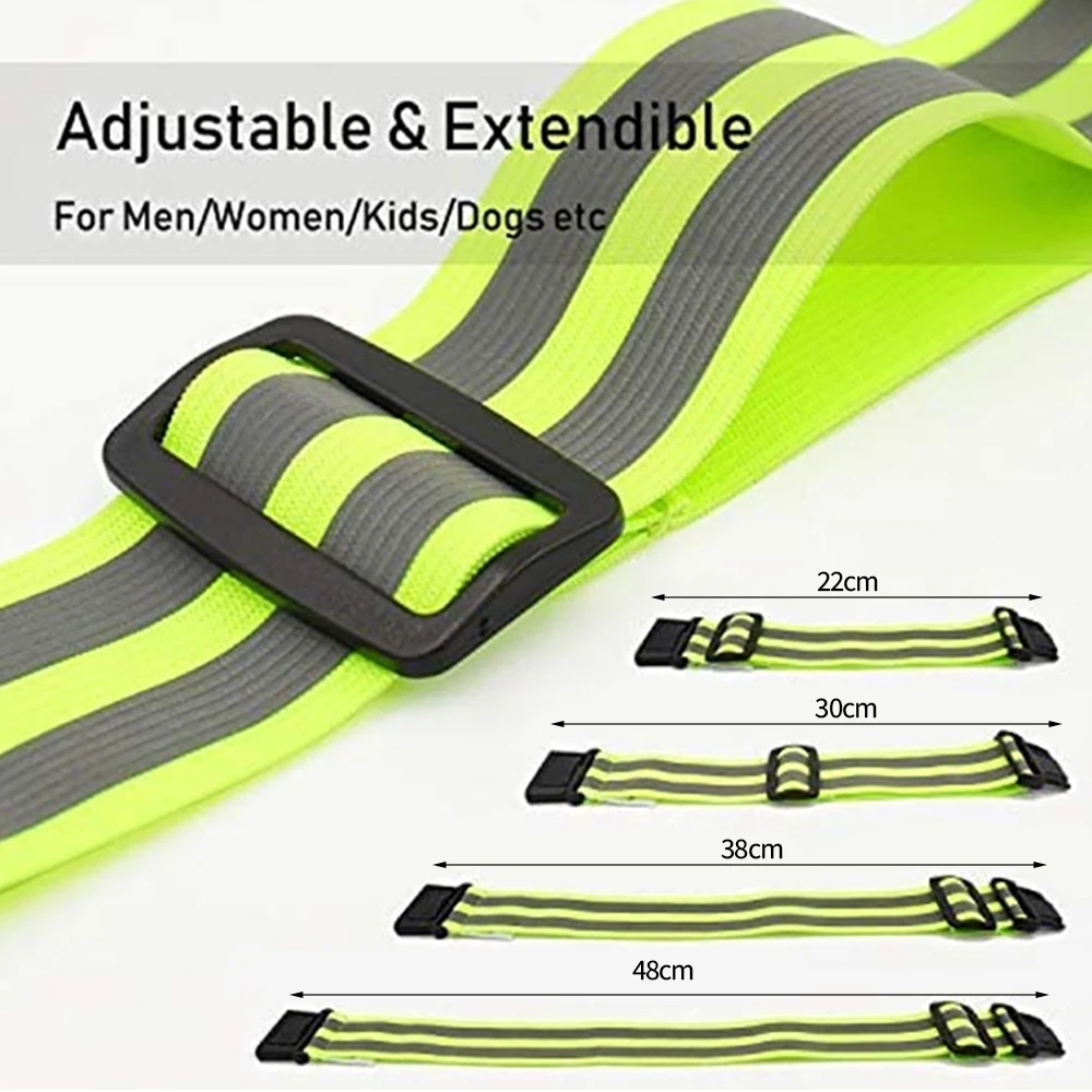 Reflective Arm Bands Reflective Band for Running High Visible Night Safety Gear for Arm Wrist Waist Ankle Adjustable Elastic Safety Reflective Belt