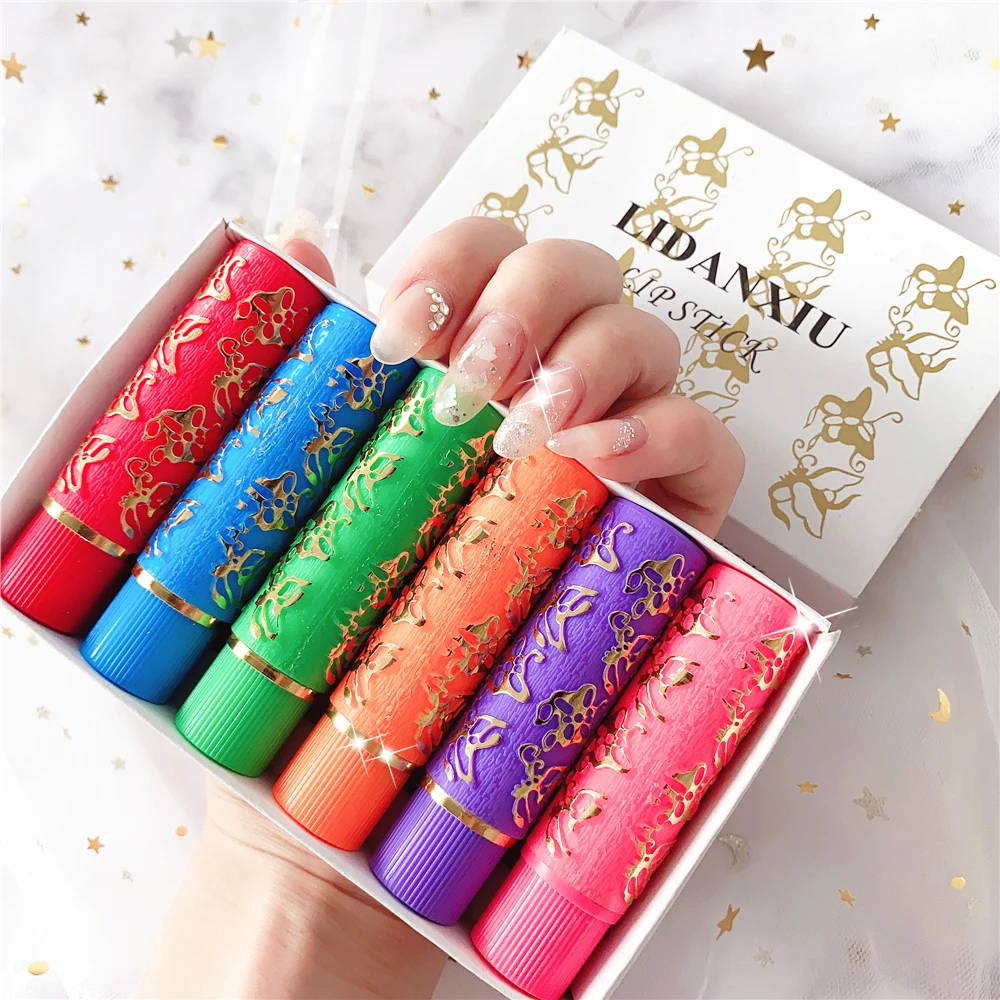 6pcs/box Dark Green Magic Spotting Lipgloss Lipstick Long Lasting Lip