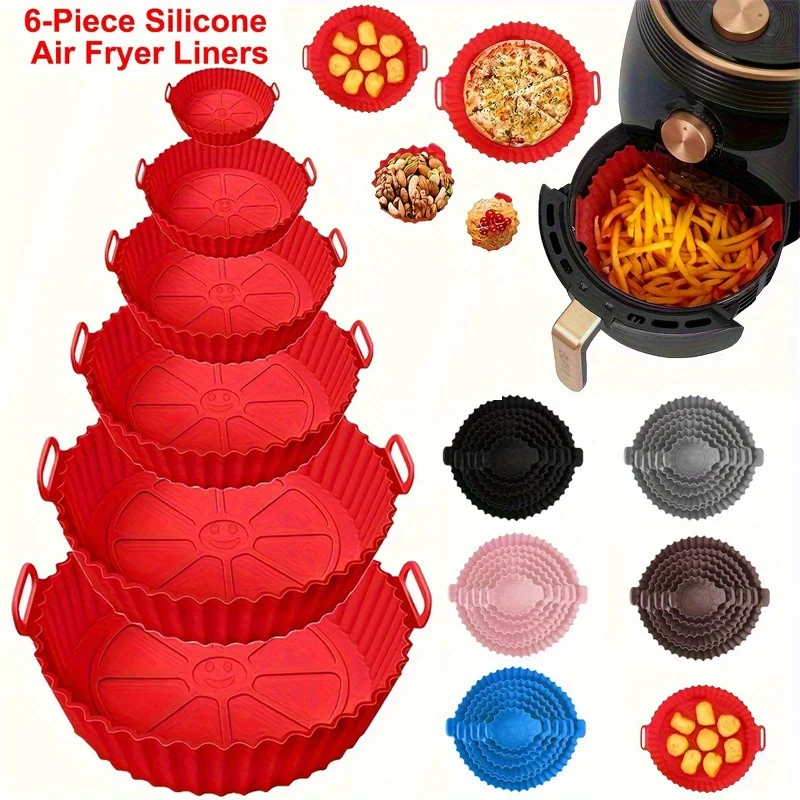 6PC Air Fryer Mats - 450°F Silicone Non-Stick Dual Texture Dishwasher Safe Crispy/Steam Cooking 6PC Air Fryer Mats - 450°F Silicone Non-Stick Dual Texture Dishwasher Safe Crispy/Steam Cooking
