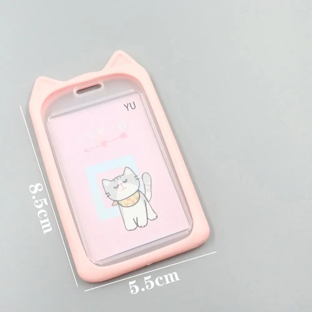1PC Cute Cartoon Cat Card Holder Bank Identity Bus ID Card Sleeve Case With Retractable Reel Lanyard Credit Cover Case Kids Gift card holder credit card holder
