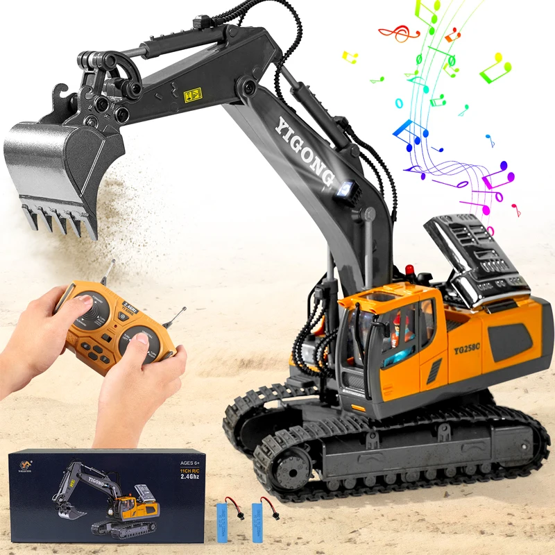 

Children Remote Control Excavator 2.4G Alloy Remote Control Model Car Dump Truck Bulldozer Engineering Dump Truck Toy Gift