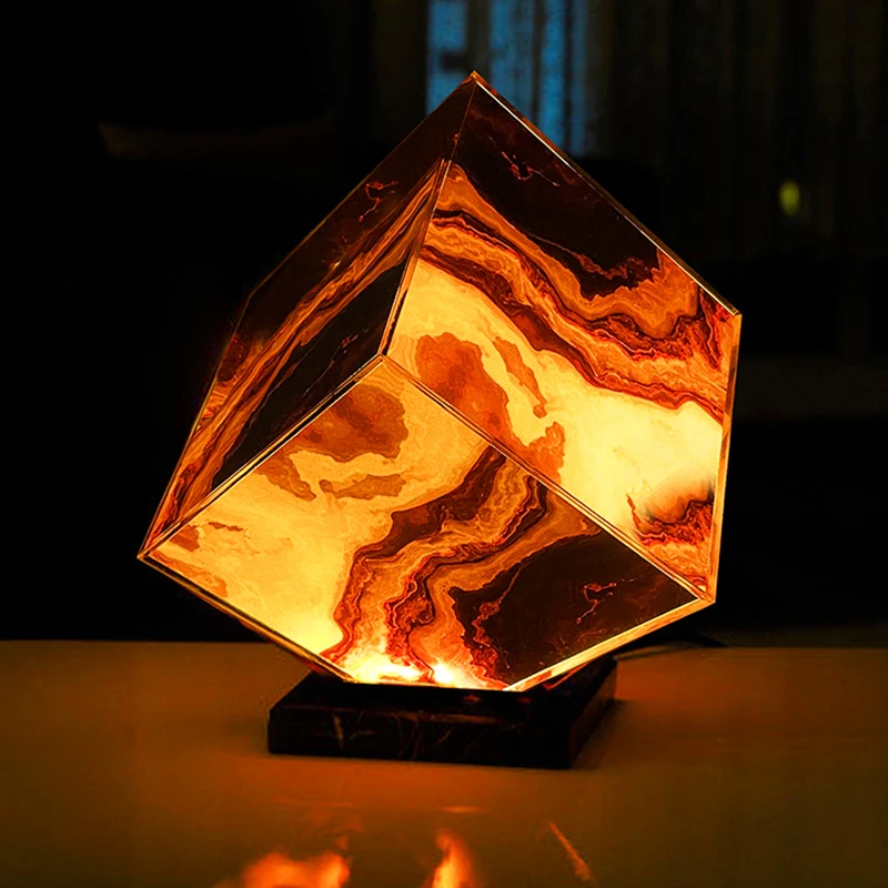

Onyx Marble LED Desk Lamp Bar Table Coffee Shop Atmosphere Volcanic Lamp Indoor Lighting Room Bedroom Bedside Decor Night Lights
