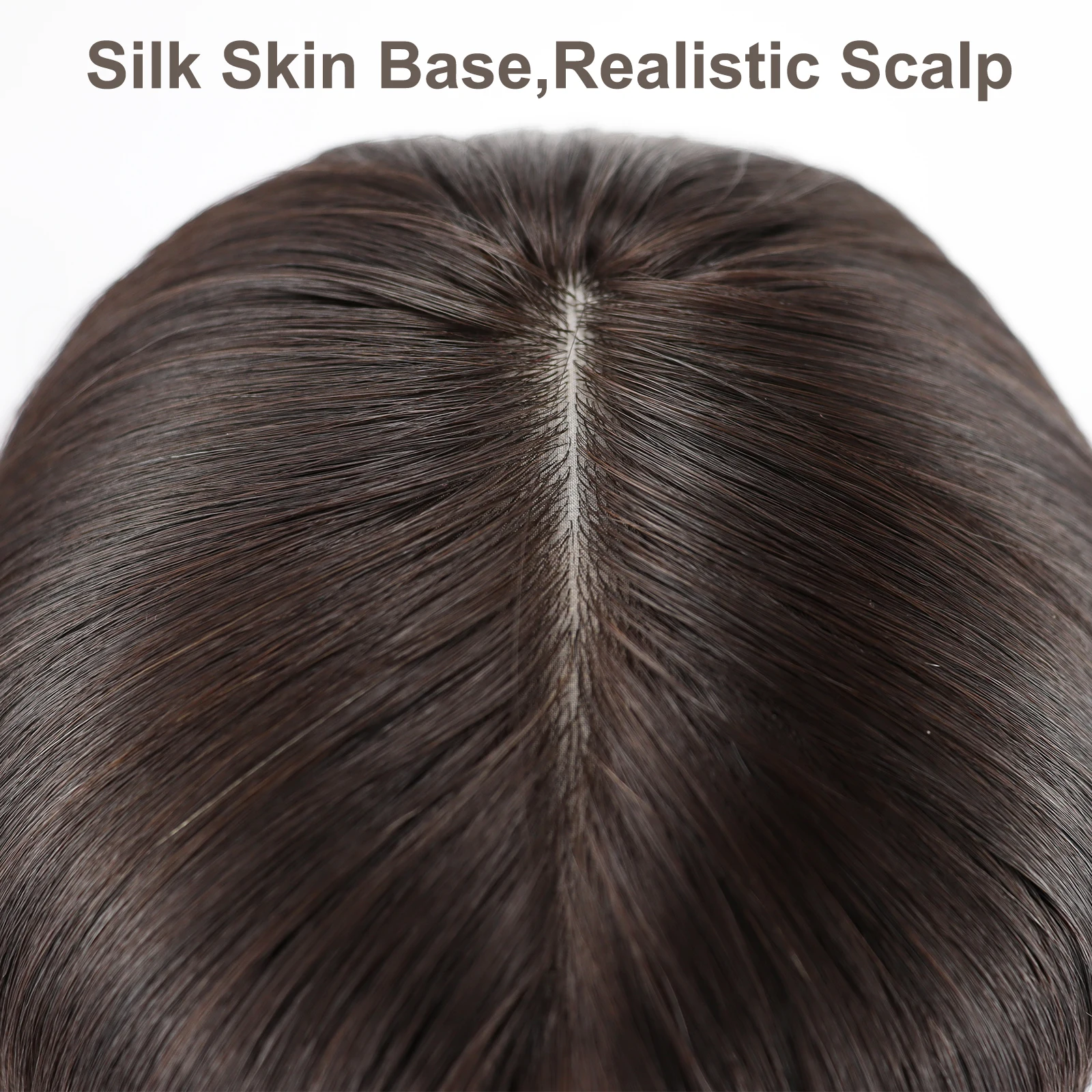 14inch Silk Base Jewish Wig Dark Brown Virgin European Human Hair Wig for White Women Silk Skin Top Real Scalp
