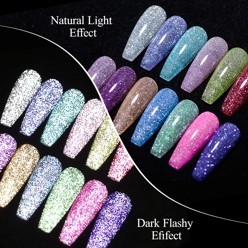 Mtssii 78 Colors Reflective Glitter Gel Nail Polish Set Laser Cat Magnetic Gel Semi Permanent Varnish Nail Art Manicure Kit 3
