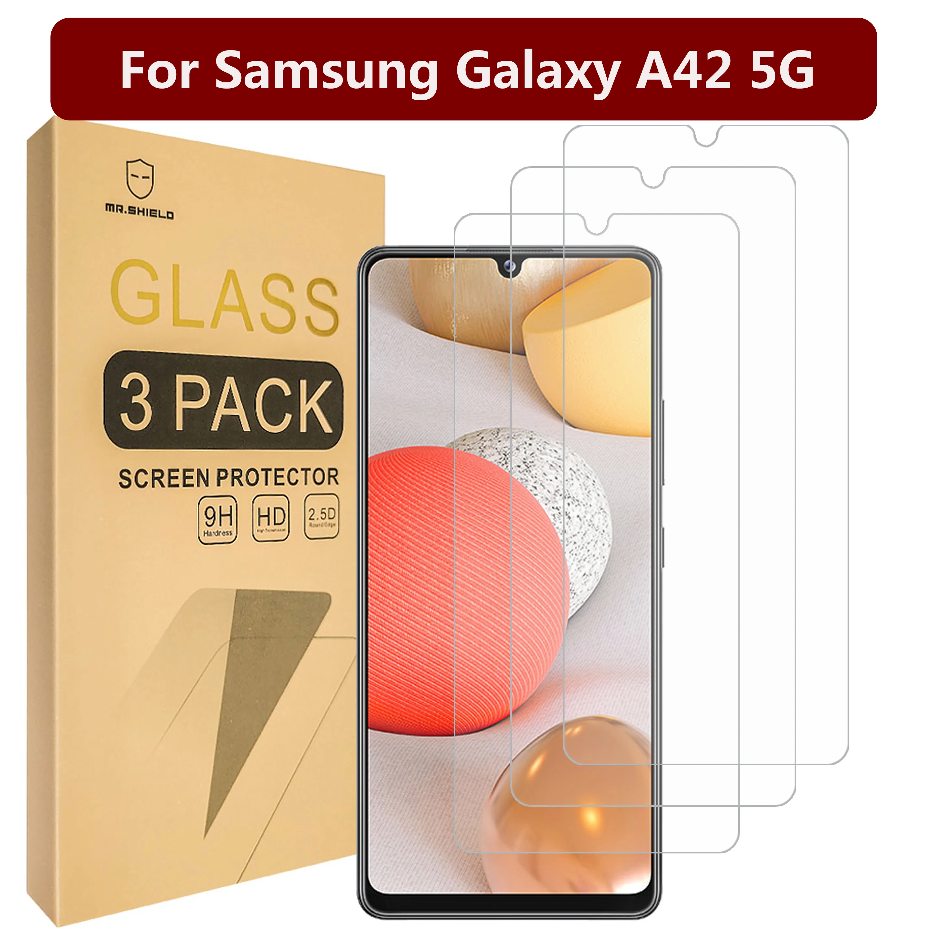 

Mr.Shield [3-Pack] Designed For Samsung Galaxy A42 5G [Tempered Glass] [Japan Glass with 9H Hardness] Screen Protector