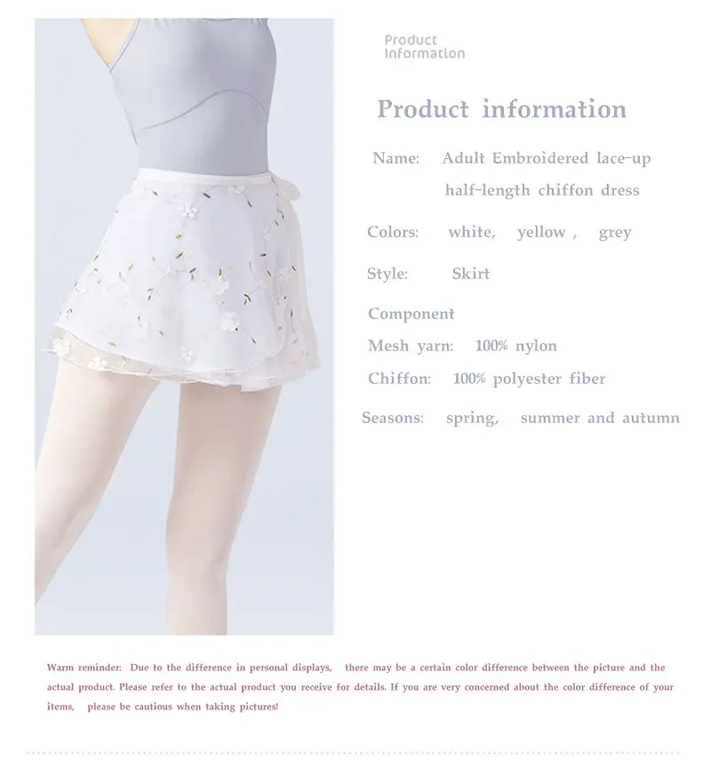 Ballett-Chiffon-Wickelkleid, kurze Hosen für Mädchen, Bühnenoutfit für Mädchen, Alltagsrock – Detail 2