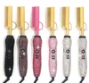Custom Private Label Diamond Handle Electric Copper Hot Comb High Temperature Hot Hair Straightener for Wet Dry Curly Hair 1