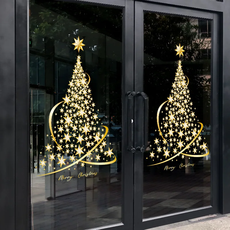 Window stickers 1Pack for Christmas tree glass Xmas decals home party decorations