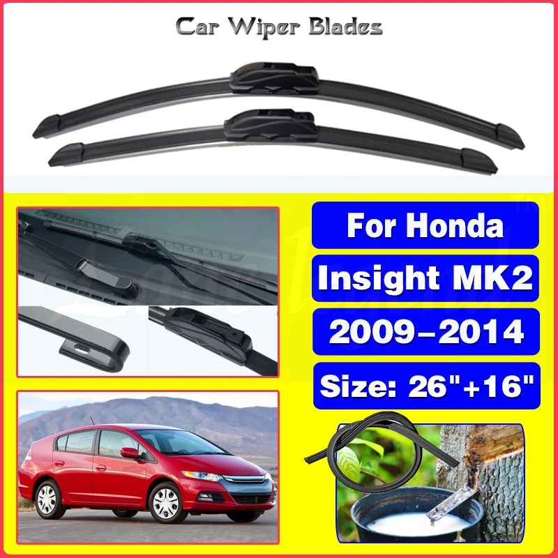 

Car Wiper Blade For Honda Insight MK2 2009-2014 Windshield Rubber Silicon Refill Front Window Wiper 26"+16" LHD Auto Accessories