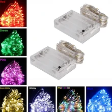 

2Pcs 1m-10m 9Colors Fairy Lights Copper Wire LED String Light Battery Powered For Christmas Wedding Party Bedroom Indoor Decor