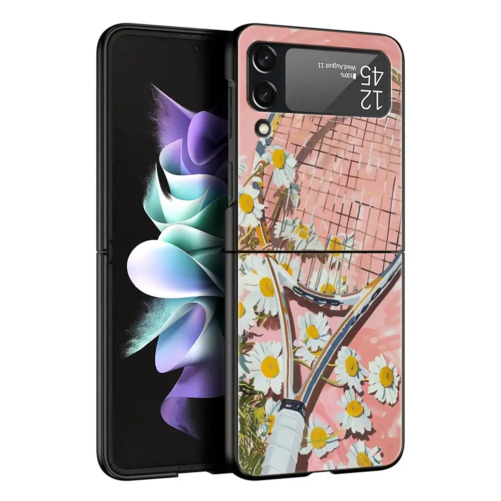 Elegant Black Tennis-Inspired Foldable Phone Case - Durable Hard Shell Cover