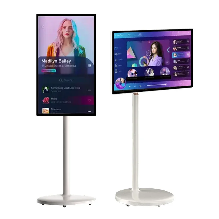 Nuovo Stock 27 32 Pollici Sistema Android Stand By Me Touch Screen In-Cell Palestra Gaming Live Room Smart Tv Con Ruote Scorrevoli Rimovibili