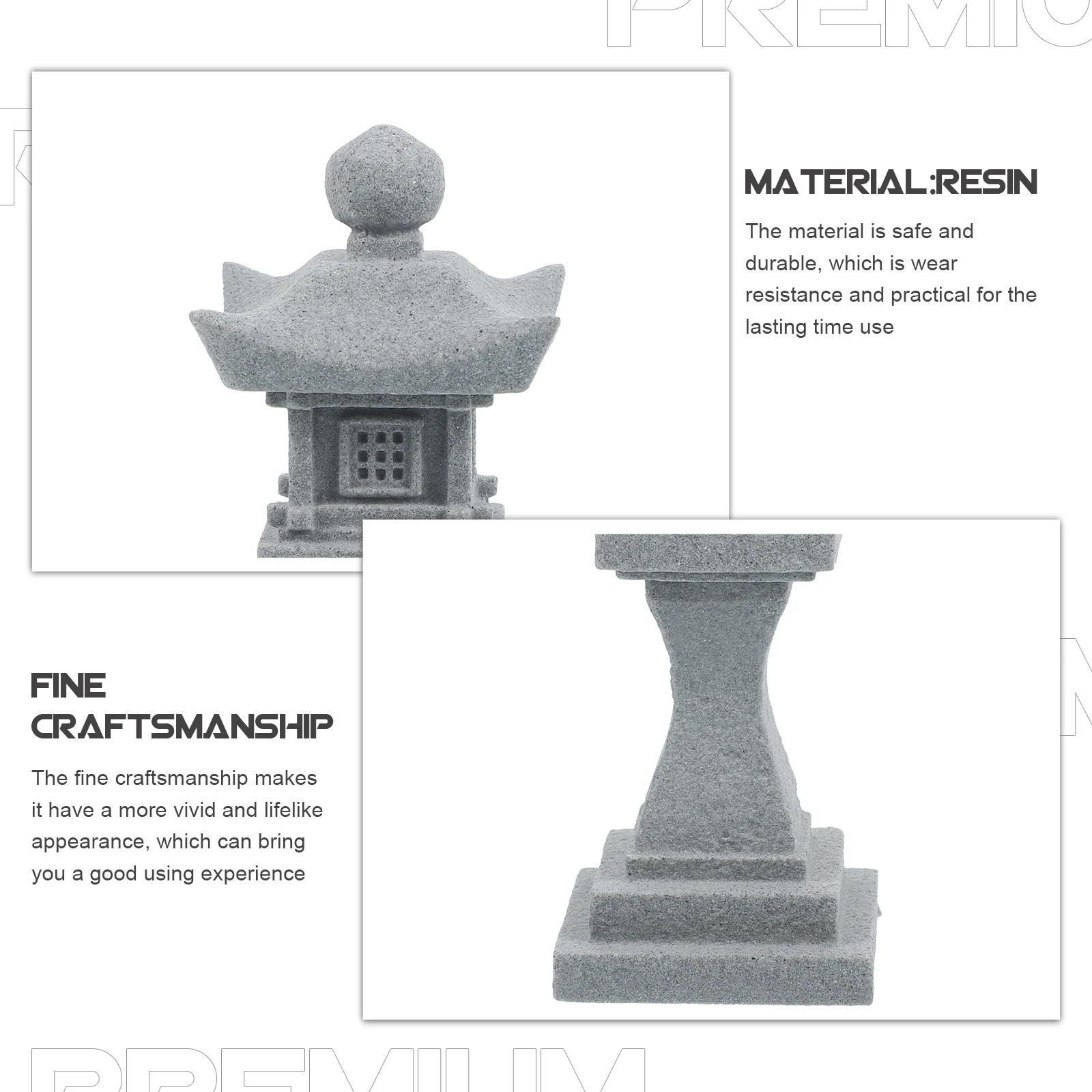 Resin Mini Pagoda Statue Japanese Stone Lantern Garden Yard Decor Bonsai Adornment Pet Products